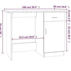 vidaXL Mobiliario De Oficina-Escritorio madera contrachapada 100x50x76 cm