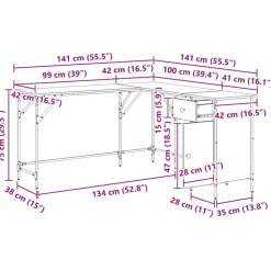 vidaXL Escritorio madera de ingeniería roble marrón 141x141x75 cm Marrón roble Best