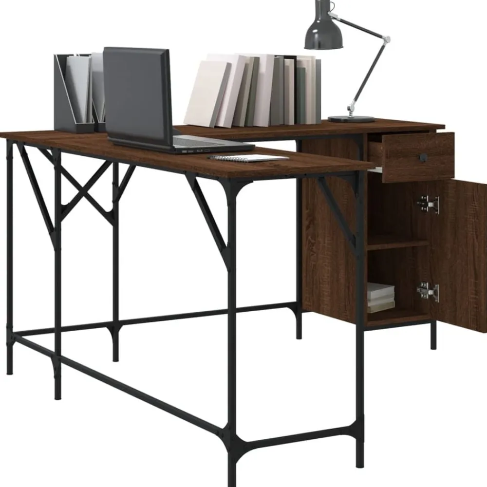 vidaXL Escritorio madera de ingeniería roble marrón 141x141x75 cm Marrón roble Best