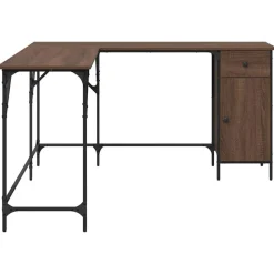 vidaXL Escritorio madera de ingeniería roble marrón 141x141x75 cm Marrón roble Best