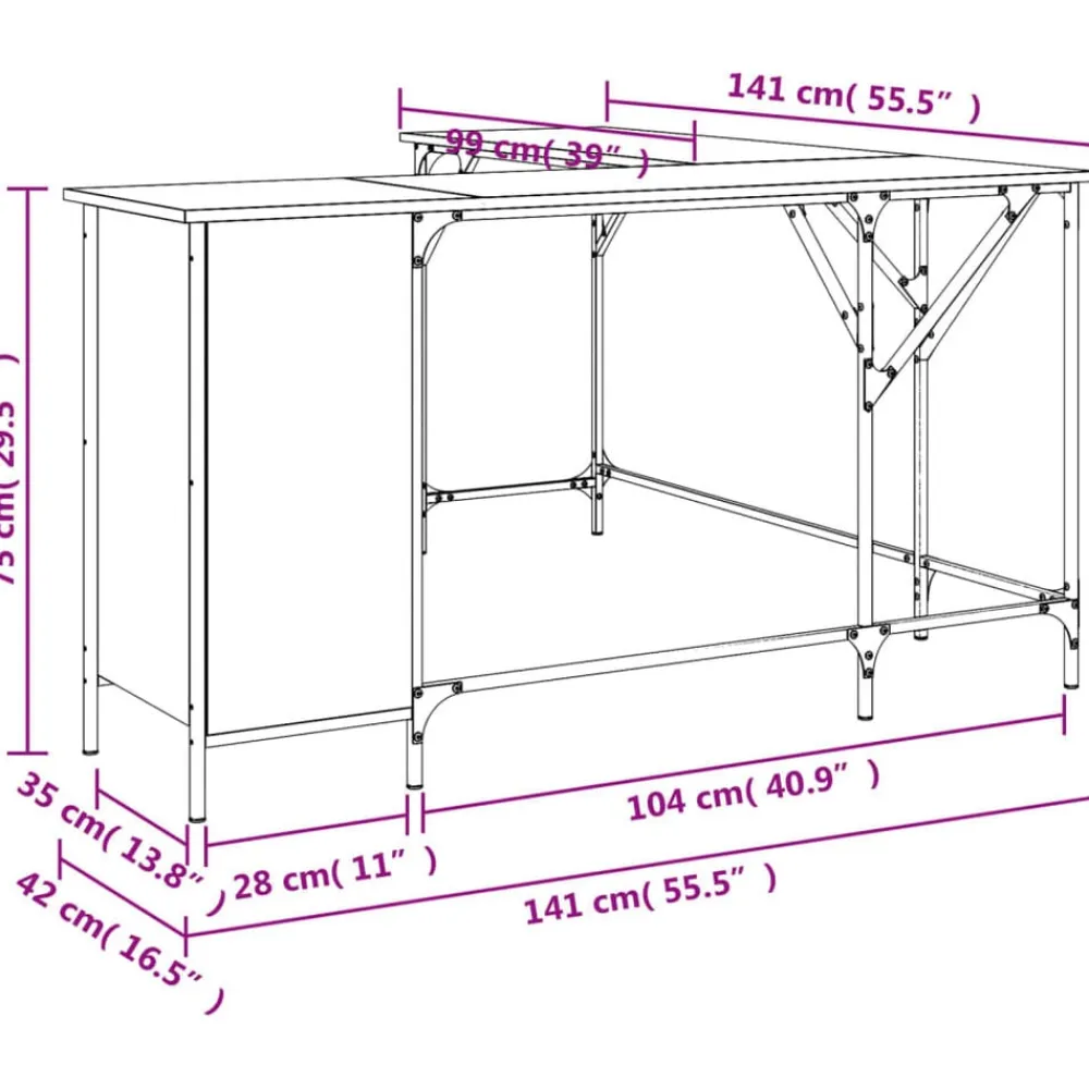 vidaXL Escritorio madera de ingeniería roble marrón 141x141x75 cm Marrón roble Best