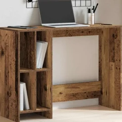 vidaXL Escritorio madera ingeniería madera envejecida 102,5x35x75 cm Madera antigua Discount