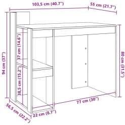 vidaXL Escritorio madera de ingeniería marrón roble 103,5x56,5x94 cm Marr&oacute;n roble Hot