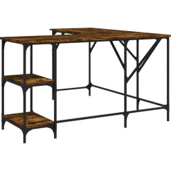 vidaXL Escritorio madera de ingeniería 139x139x75 cm Roble ahumado Discount