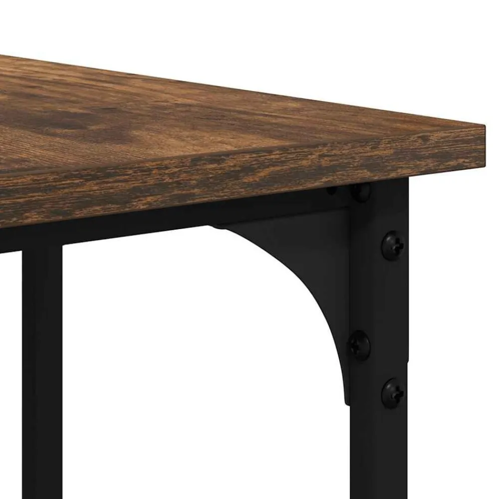 vidaXL Escritorio madera de ingeniería 139x139x75 cm Roble ahumado Discount