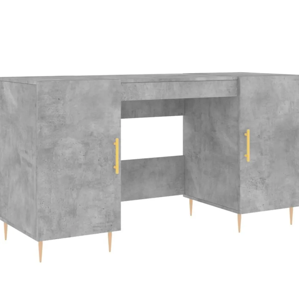 vidaXL Mobiliario De Oficina-Escritorio madera de ingeniería gris hormigón 140x50x75 cm