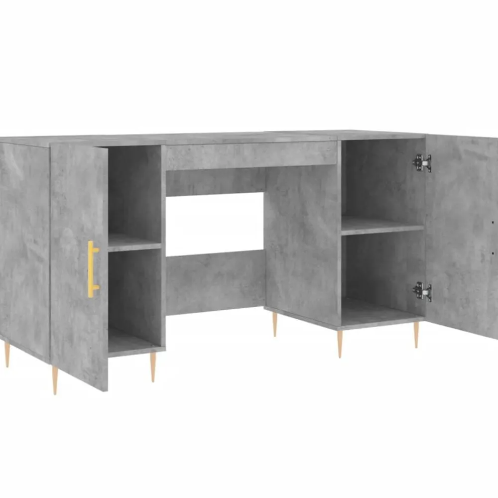 vidaXL Mobiliario De Oficina-Escritorio madera de ingeniería gris hormigón 140x50x75 cm