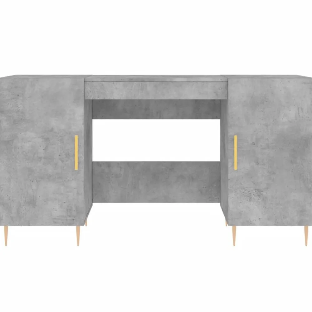vidaXL Mobiliario De Oficina-Escritorio madera de ingeniería gris hormigón 140x50x75 cm