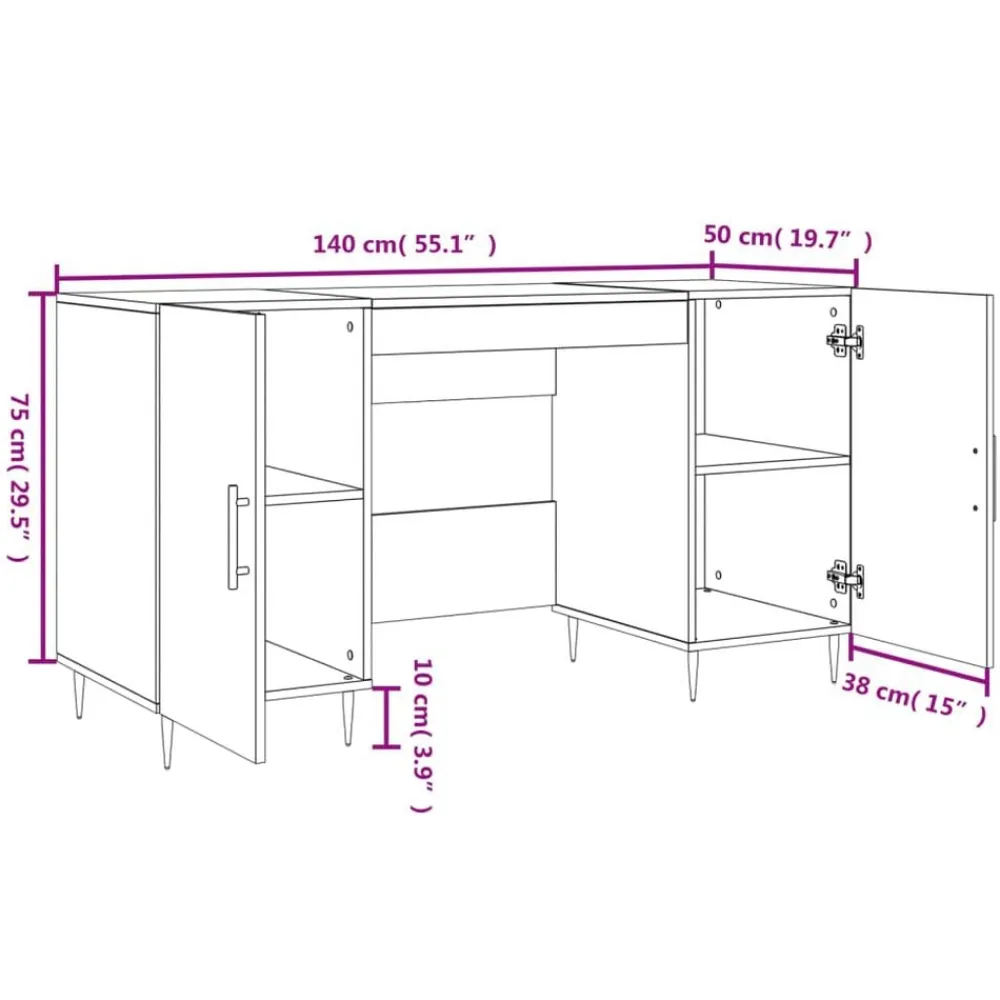 vidaXL Escritorio madera de ingeniería 140x50x75 cm Roble Sonoma Best