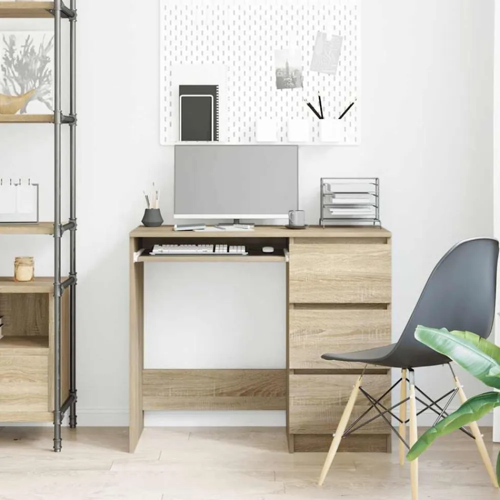 vidaXL Escritorio madera contrachapada color 90x45x76 cm Roble Sonoma Clearance