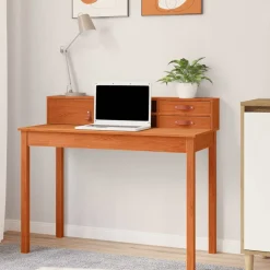 vidaXL Mobiliario De Oficina-Escritorio Marrón cera 110 x 50 x 93 cm Madera de Pino Sólido