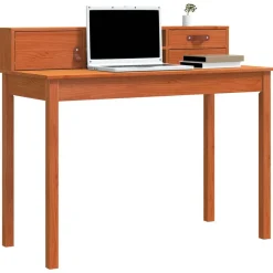 vidaXL Mobiliario De Oficina-Escritorio Marrón cera 110 x 50 x 93 cm Madera de Pino Sólido