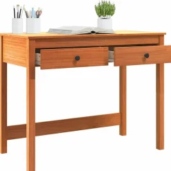 vidaXL Escritorio Max Brown 100 x 50 x 78 cm Madera de pino macizo Marr&oacute;n cera New