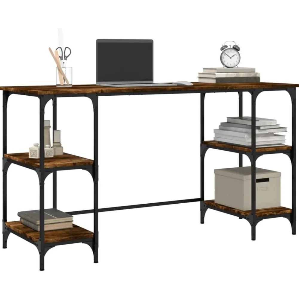 vidaXL Mobiliario De Oficina-Escritorio metal madera ingeniería 140x50x75 cm