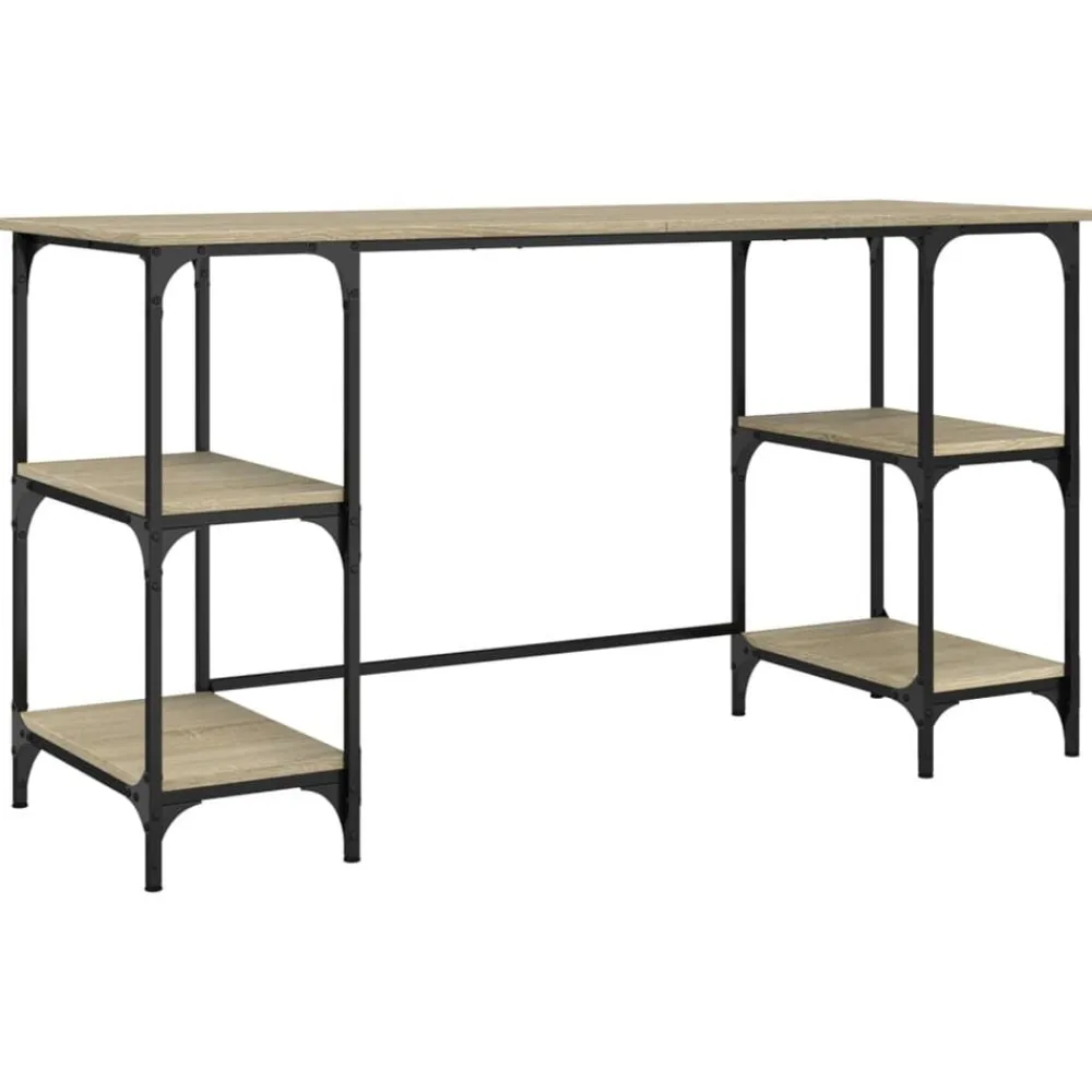 vidaXL Mobiliario De Oficina-Escritorio metal madera de ingeniería 140x50x75 cm