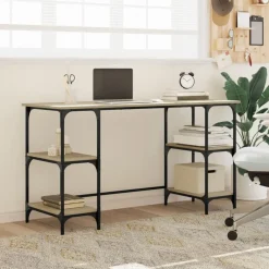 vidaXL Mobiliario De Oficina-Escritorio metal madera de ingeniería 140x50x75 cm