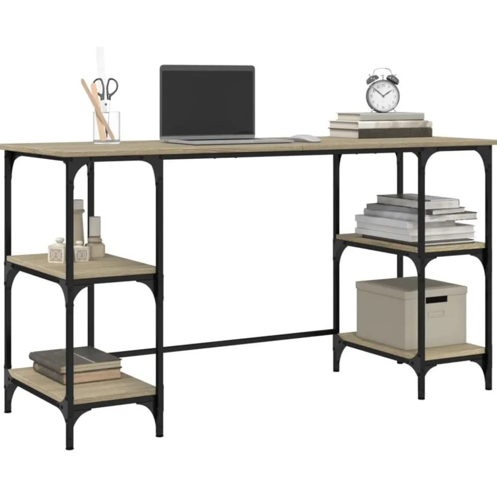 vidaXL Mobiliario De Oficina-Escritorio metal madera de ingeniería 140x50x75 cm