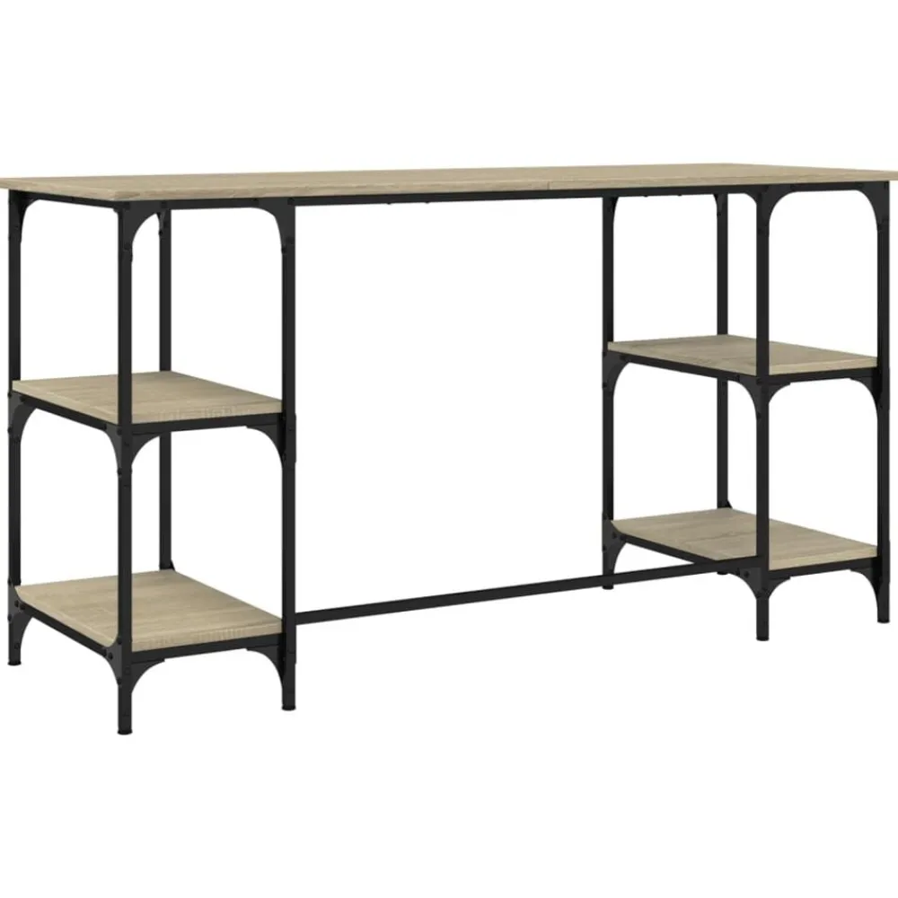vidaXL Mobiliario De Oficina-Escritorio metal madera de ingeniería 140x50x75 cm