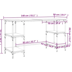 vidaXL Mobiliario De Oficina-Escritorio metal madera de ingeniería 140x50x75 cm