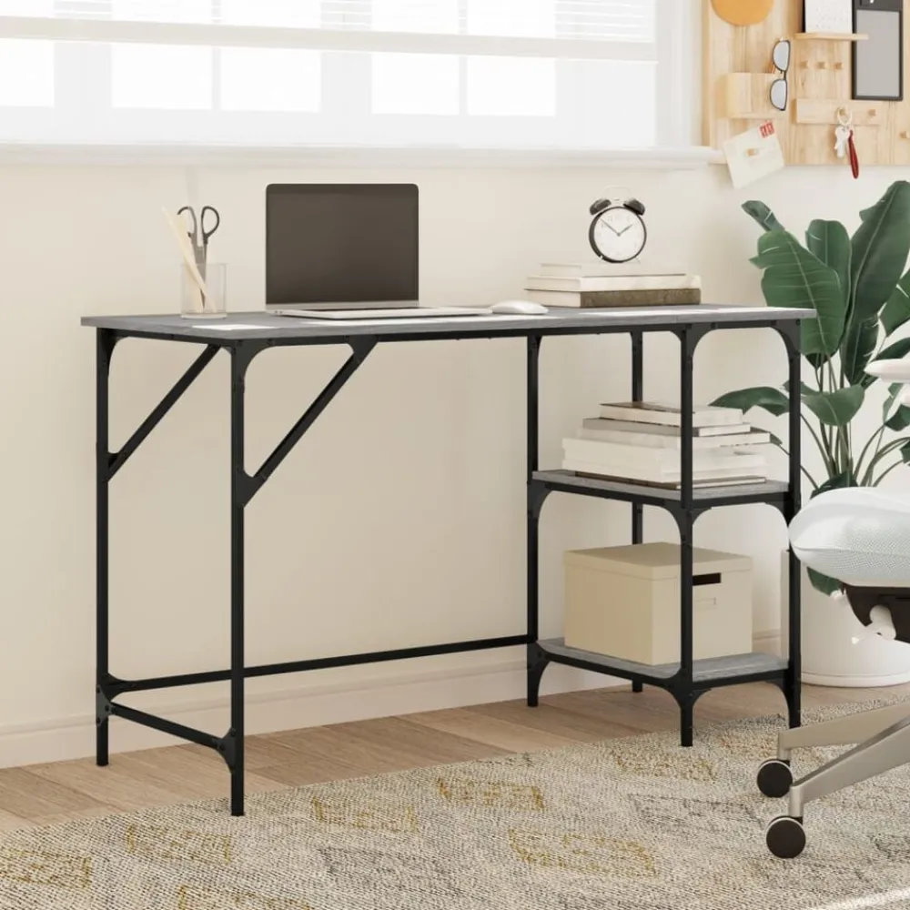 vidaXL Mobiliario De Oficina-Escritorio metal y madera ingeniería 120x50x75 cm