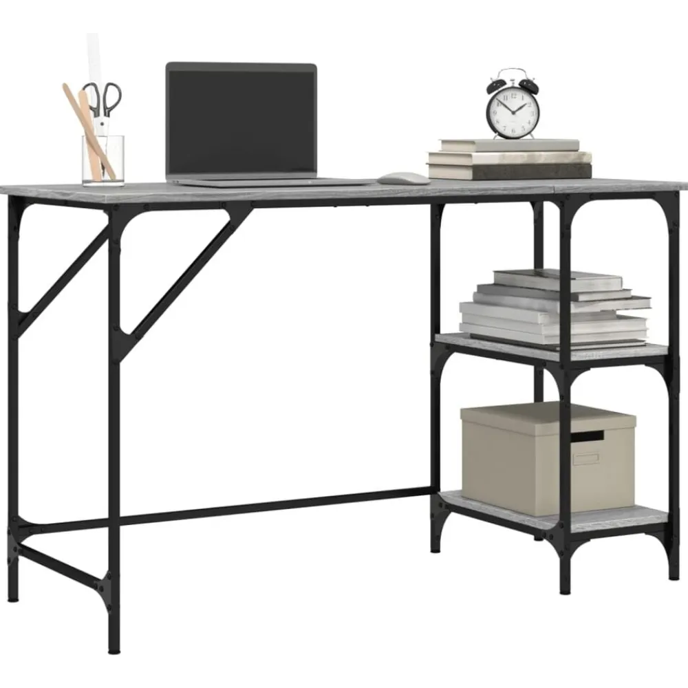 vidaXL Mobiliario De Oficina-Escritorio metal y madera ingeniería 120x50x75 cm