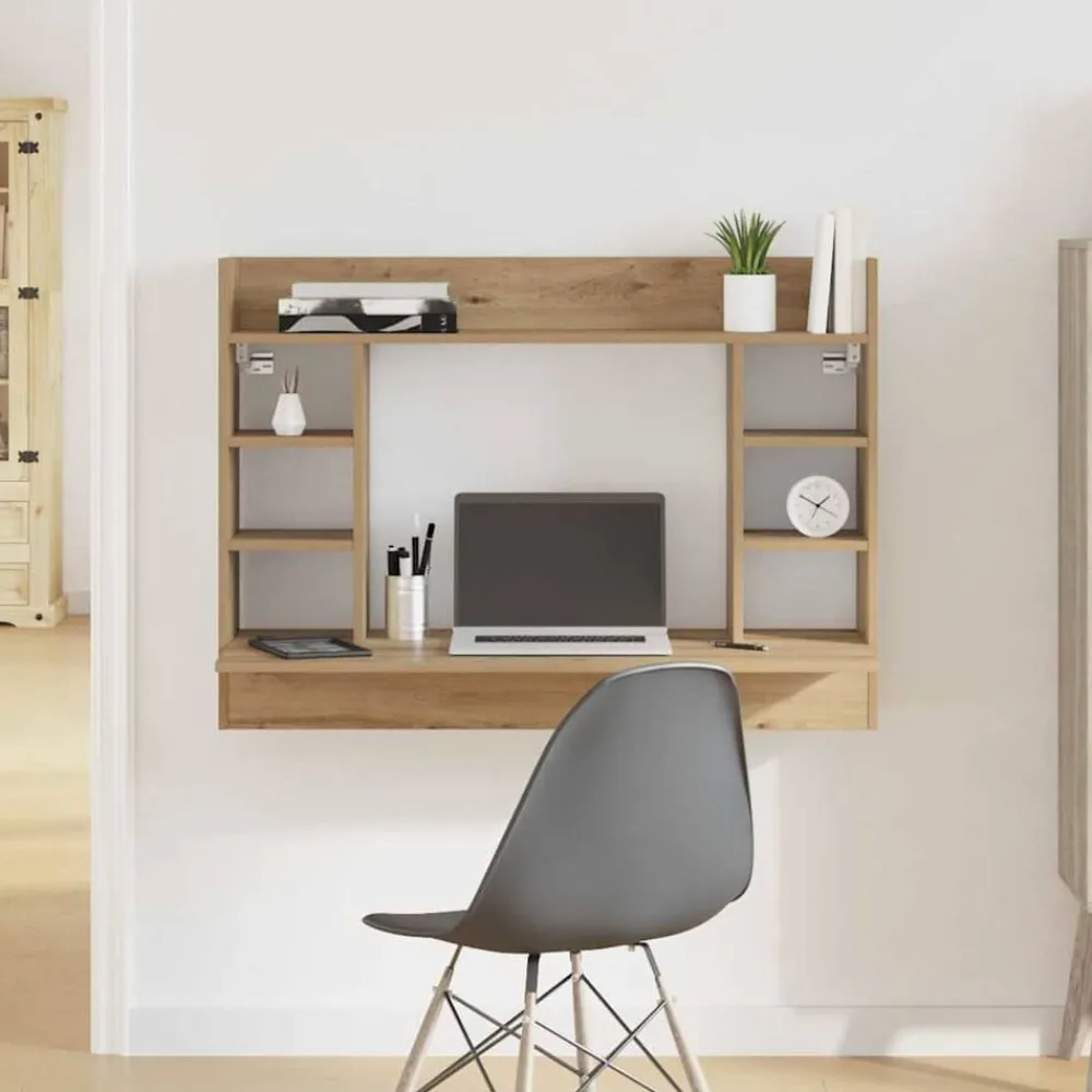 vidaXL Mobiliario De Oficina-Escritorio Montado en la Pared Roble artisan 105 x 48 x 75 cm