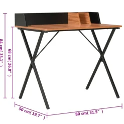 vidaXL Mobiliario De Oficina-Escritorio negro y marrón 80x50x84 cm