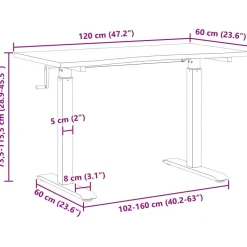 vidaXL Mobiliario De Oficina-Escritorio 120 x 60 cm Madera de Roble Sólido