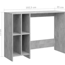 vidaXL Escritorio notebook contrachapado gris hormigón 102,5x35x75 cm Gris hormigón Best