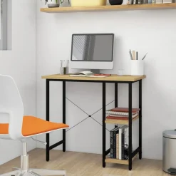 vidaXL Mobiliario De Oficina-Escritorio para ordenador MDF metal negro roble 80x40x72 cm