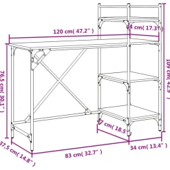 vidaXL Mobiliario De Oficina-Escritorio para ordenador con estantes 120x47x109 cm