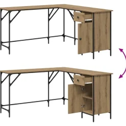 vidaXL Mobiliario De Oficina-Escritorio Roble artesanal 141 x 141 x 75 cm