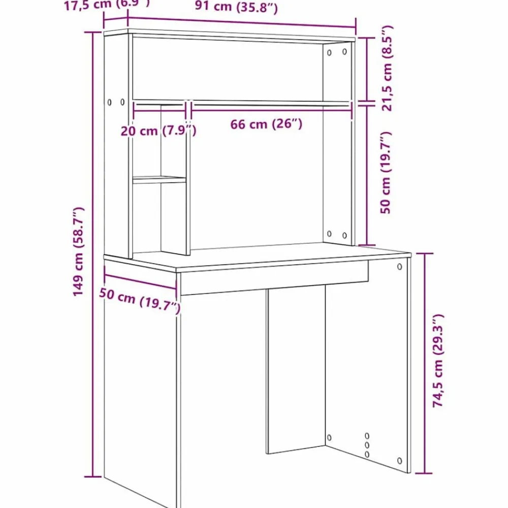 vidaXL Mobiliario De Oficina-Escritorio 91 x 50 x 149 cm Madera de ingeniería