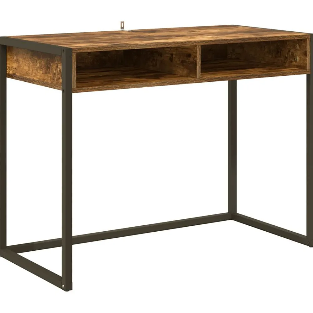 vidaXL Mobiliario De Oficina-Escritorio Roble Humo 100 x 50 x 75 cm Madera contrachapada