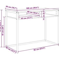 vidaXL Mobiliario De Oficina-Escritorio Roble Humo 100 x 50 x 75 cm Madera contrachapada