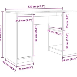 vidaXL Mobiliario De Oficina-Escritorio roble marrón 120x42x76 cm madera de ingeniería