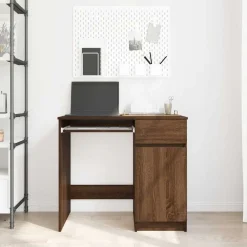 vidaXL Escritorio roble marrón 86x49x76 cm madera de ingeniería Marr&oacute;n roble Outlet