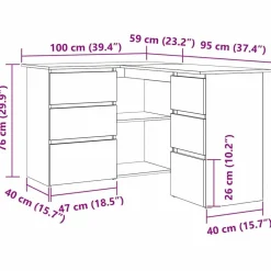 vidaXL Mobiliario De Oficina-Escritorio 145 x 100 x 76 cm Madera de ingeniería