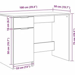 vidaXL Mobiliario De Oficina-Escritorio 100 x 50 x 75 cm Madera de ingeniería