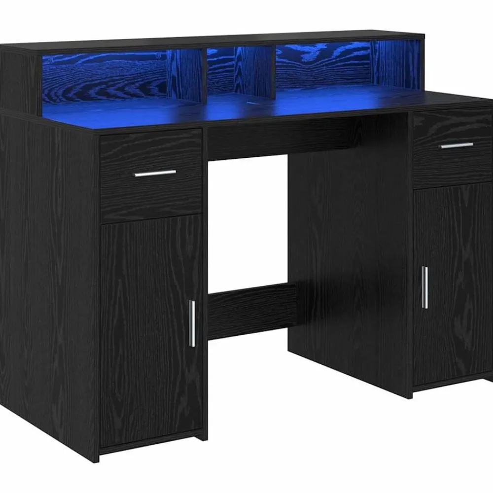 vidaXL Escritorio 120 x 55 x 91 cm Madera contrachapada Roble negro Hot