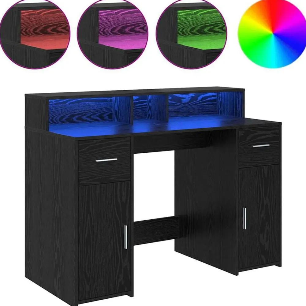 vidaXL Escritorio 120 x 55 x 91 cm Madera contrachapada Roble negro Hot