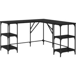 vidaXL Escritorio 139 x 139 x 75 cm Madera contrachapada Roble negro