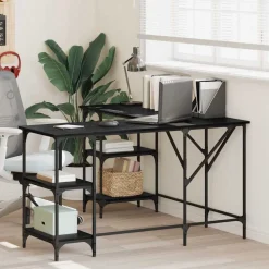 vidaXL Escritorio 139 x 139 x 75 cm Madera contrachapada Roble negro