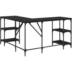vidaXL Escritorio 139 x 139 x 75 cm Madera contrachapada Roble negro