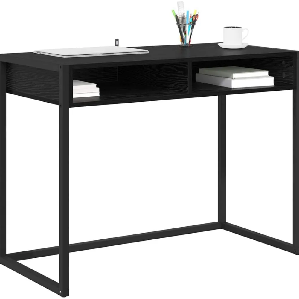 vidaXL Escritorio 100 x 50 x 75 cm Madera contrachapada Roble negro Sale