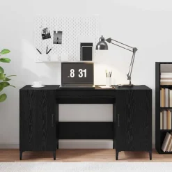vidaXL Escritorio 140 x 50 x 75 cm Madera de ingeniería Roble negro New