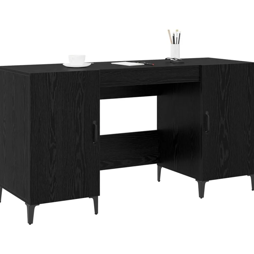 vidaXL Escritorio 140 x 50 x 75 cm Madera de ingeniería Roble negro New