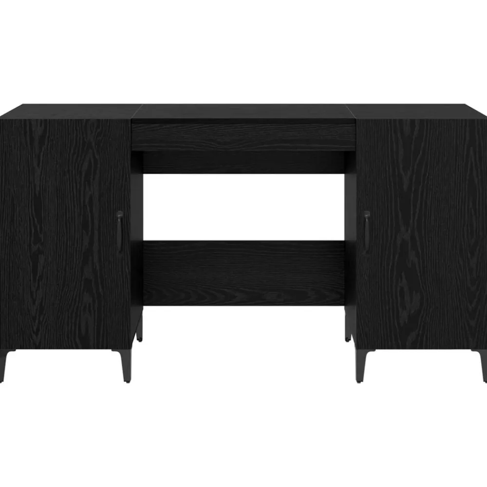 vidaXL Escritorio 140 x 50 x 75 cm Madera de ingeniería Roble negro New