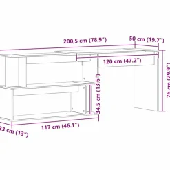 vidaXL Mobiliario De Oficina-Escritorio 200 x 50 x 76 cm Madera de ingeniería