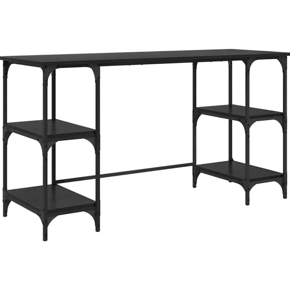 vidaXL Escritorio 140 x 50 x 75 cm Madera contrachapada Roble negro Best